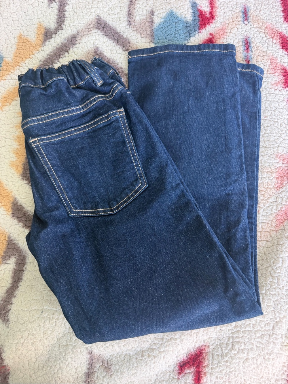 Kids Stretch Elastic Waist Dark Blue Jeans